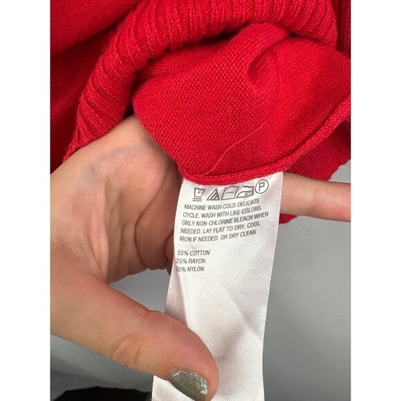 Iman Chic Mock Neck Knit Sweater Red Long Sleeve Soft Textured Womens Top - Picture 5 of 5
